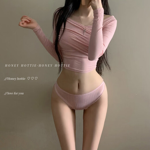 Universal girly mood, sexy low-waisted pure desire thong, sexy and tempting girls' underwear, hollow, black and white large houndstooth L