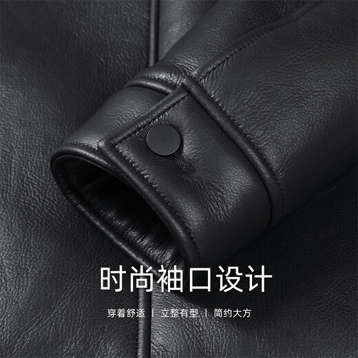 Mark Huafei Heavy Velvet Lapel Jacket Men's 2025 Autumn and Winter New Trendy PU Warm Imitation Sheep Velvet Jacket 6306 Black 001 M 170