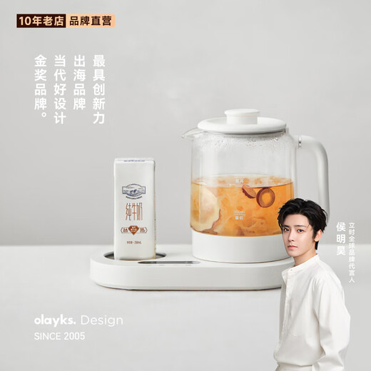 Olayks instant health pot tea brewer mini Chinese medicine pot stew medicine pot office health cup health kettle constant temperature kettle small kettle with lift tea leakage 0.8L pottery white