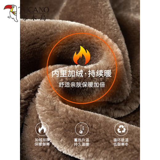 Woodpecker 2025 New Dad Winter Leather Jacket Men's Velvet Thickened Middle-aged and Elderly Men's New Warm Leather Jacket Brown L (180) Recommended 110-130Jin Jin equals 0.5 kg