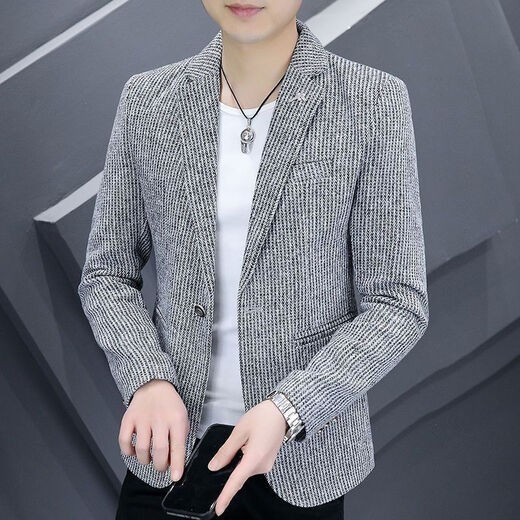 YISHION men's Korean fashion slim-fitting suits for men in spring, spring and autumn, handsome and personalized small suits, trendy, casual and versatile, khaki M 106Jin Jin is equal to within 0.5 kg