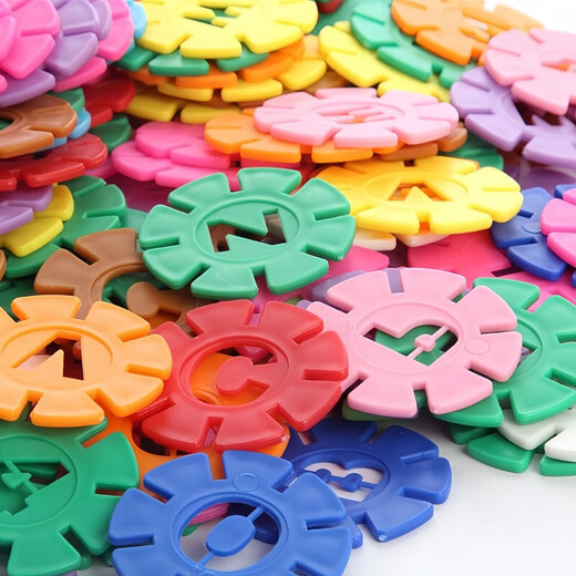 Snow flakes thickened large children's building blocks plastic educational puzzle for girls and boys kindergarten assembly toys 3 cm 500 pieces (bag) Snow flakes