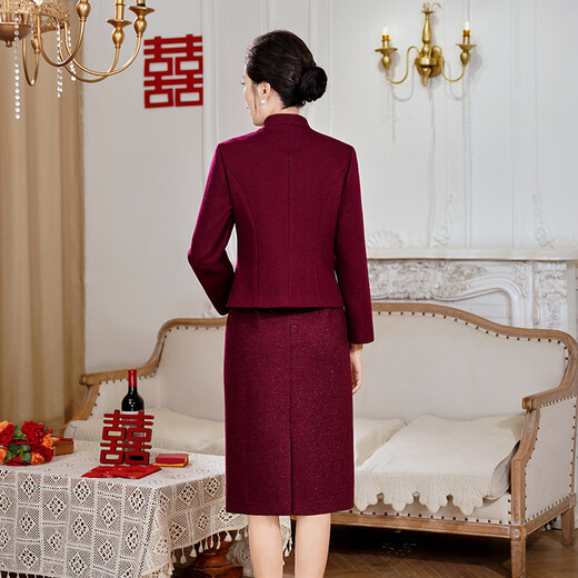 Fumini Haute Couture Mother-in-law Wedding Dress Wool Autumn and Winter High-end Luxury Wedding Mother Wedding Dress Chinese Style Wedding Dress Purple 2XL