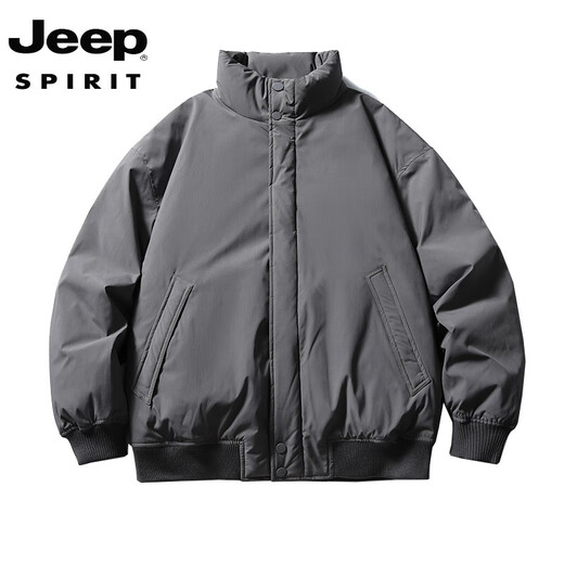JEEP SPIRIT American simple down jacket men's winter style 90 white duck down thickened warm jacket stand-up collar baseball jacket black M