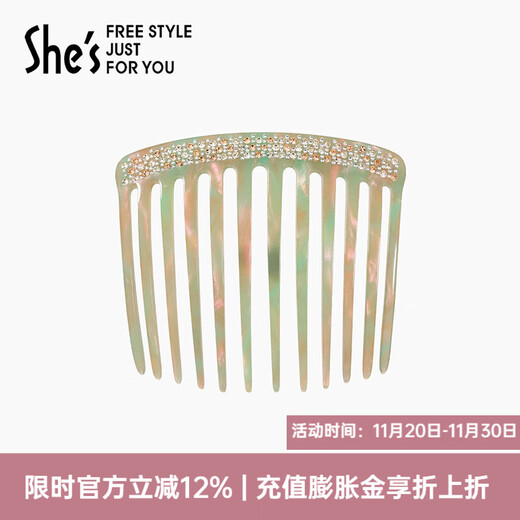 She s Akiko Monet impression acetate plate bright comb multi-tooth hair comb broken hairpin hair accessories headdress birthday gift light emerald green D0