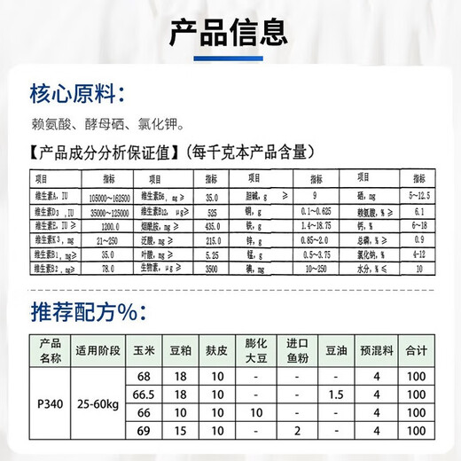 Chuanshi P340 4% medium pig premix pig feed medium pig net weight 20kg pig feed Beinong Chuanshi 20kg