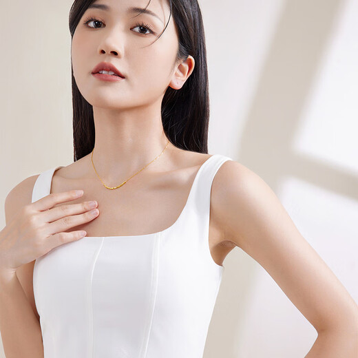 Saturday blessing 18K gold necklace women's geometric color gold necklace birthday gift C0612351 40+5cm