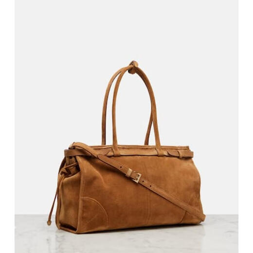 PRADA Luxury Women's BONNIE Large Suede Handbag Shoulder Bag Brown One Size