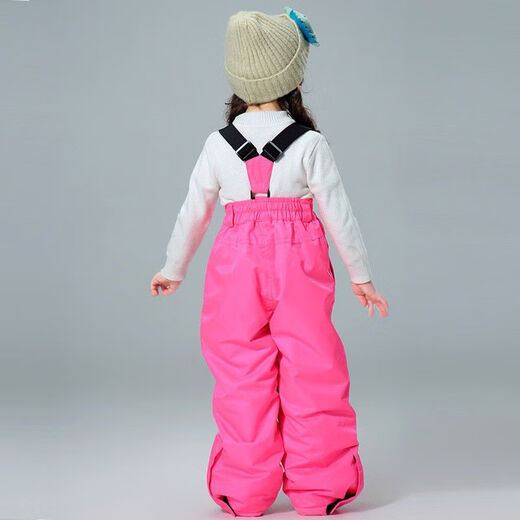 Wujiangmiaopin children's ski pants for girls and boys, waterproof, warm, thickened, windproof, outdoor cold-proof suspenders, small, medium and large children's cotton pants, pink 40 6