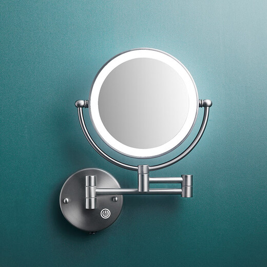 JEACRFT nail-free LED cosmetic mirror, three-color light-changing rotating folding bathroom makeup mirror, with retractable wall, cream white - mirror touch-sensitive three-color light-changing, concealed electric version, no nails/punching