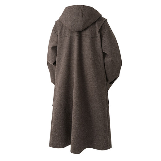 An Chuxia Horn Button Woolen Coat Men's Mid-Length Over-the-Knee Hooded Windbreaker Spring and Autumn Premium Woolen Coat Men's Brown XL