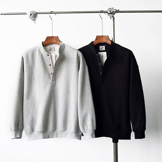 Yandang Plus Size Sweatshirt Men's 300 Jin Jin is equal to 0.5 kg American Henry Collar Spring and Autumn New Loose Top Bottoming Shirt Gray 3XL 200-250 Jin Jin is equal to 0.5 kg