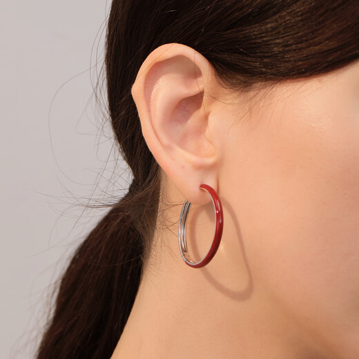 Arsis Flowing Cloud and Mist Big Earrings for Women Red Enamel Earrings Versatile High-end Earrings as a New Year Gift for Your Girlfriend Flowing Cloud and Mist Big Earrings (Red)