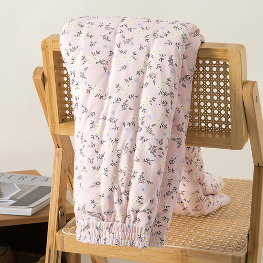 Cotton chant pure cotton handmade cotton trousers thick high waist elastic band home cotton trousers women's winter warm quilted cold-proof trousers leaf plum powder M recommended 90-100Jin Jin equals 0.5 kg