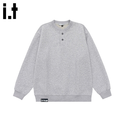 Izzue it Hong Kong trendy brand Henry collar sweatshirt men's autumn and winter American retro trendy casual heavy pullover top brown official authentic M