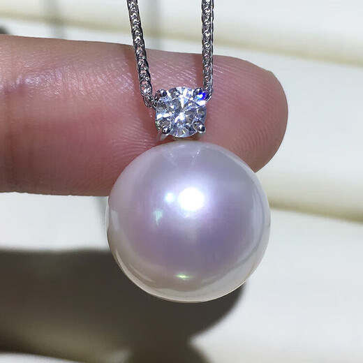 Su Chen's natural Edison pearl pendant, round and bright 18K gold zircon princess, is comparable to Australian white seawater pearls 1112mm