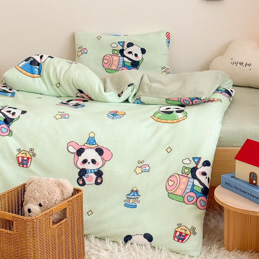 Casarotti Class A milk velvet toddler quilt multi-functional children's blanket type removable quilt cover soy quilt core kindergarten quilt Panda Paradise 100*120 quilt cover + 1.2 Jin Jin equals 0.5 kg soy quilt core