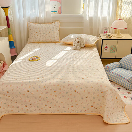 MUJI MUJI 100% cotton sheets, baby velvet velvet bed cover, reversible cartoon winter bedding, Warm Yellow Meow Dream A version pure cotton, B version baby velvet, reversible available, suitable for all seasons, bed-making three-piece set 220cm*240cm