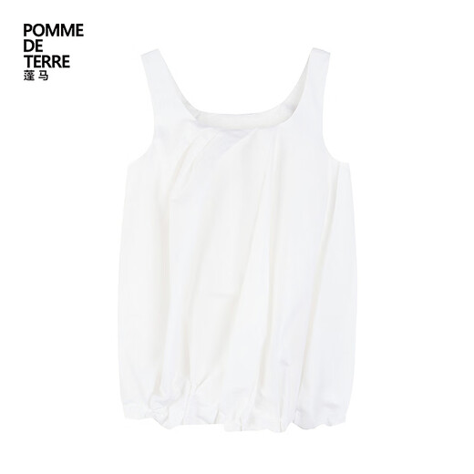 Pommedeterre big children's shirt sleeveless solid color lantern type cotton comfortable spring and summer clothing for girls AO6210750 101/bleached 150 cm