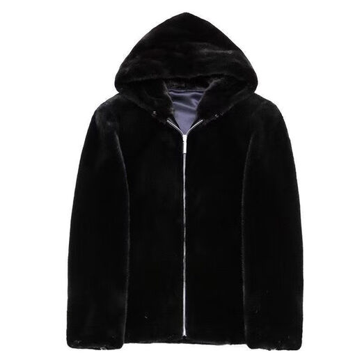 Off-season mink coat men's velvet whole mink winter hooded jacket mink fur imitation mink coat thickened hooded style XL XL125-135Jin Jin equals 0.5 kg