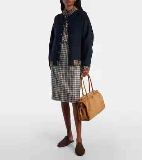 PRADA Luxury Women's BONNIE Large Suede Handbag Shoulder Bag Brown One Size