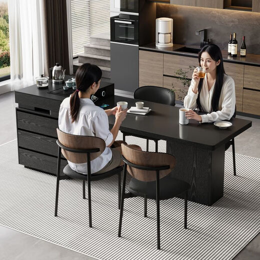Suzhan island table light luxury minimalist coffee table multi-functional retractable all-in-one office home small apartment slate dining table island table 60cm (total length 1.65m-1.9m) island table dining table (ordinary socket)