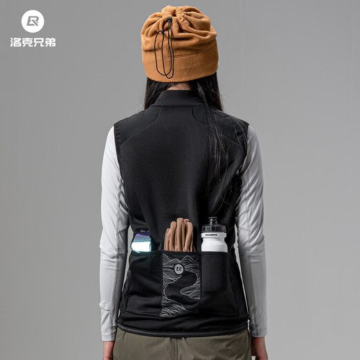 Rock Brothers Windproof Cycling Vest Road Bicycle Fleece Warm Vest Jacket Top Men and Women Autumn and Winter 2XL
