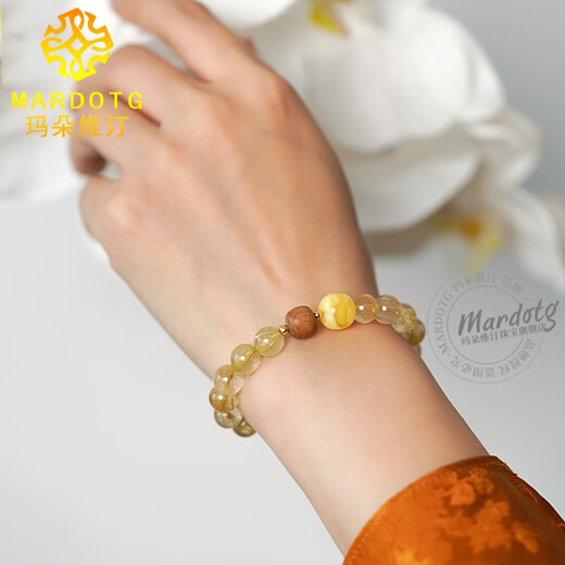 MARDOTG blonde crystal bracelet beeswax old mountain sandalwood crystal bracelet gift for women 6 beads diameter