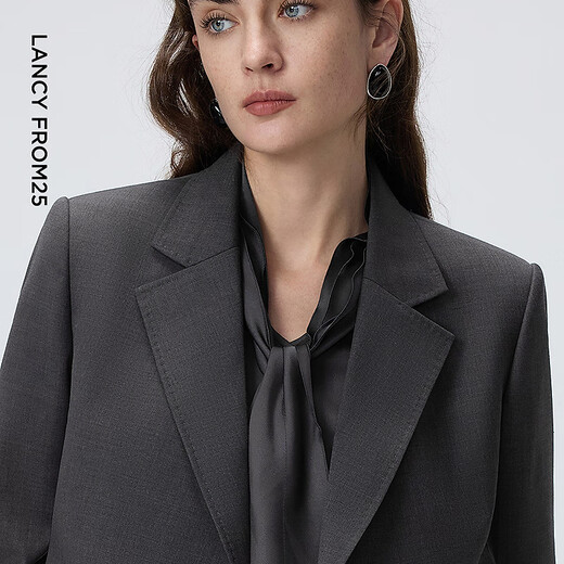 Langzi wool temperament flat lapel suit high-end gray commuter suit jacket 2026 spring new women's medium gray L