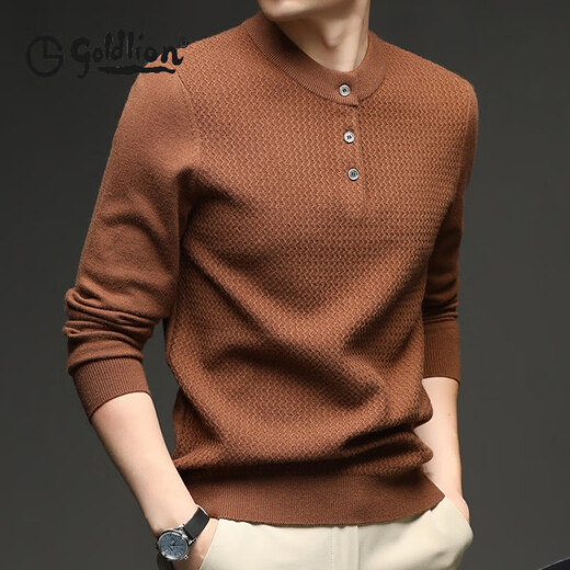GOLDLION G+ goldlion autumn and winter thickened 530g men's long-sleeved sweater sweater warm bottoming shirt for young and middle-aged dad black S 165
