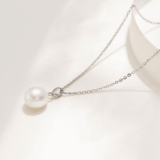 Zhuji freshwater pearl pendant women's rice-shaped beads S925 silver melon seed buckle necklace classic versatile temperament neck chain gift