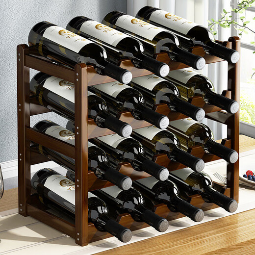 The shopkeeper's simple wine rack storage rack solid wood wine cabinet red wine display rack home decoration bar small wine display rack original color model-three layers 33CM