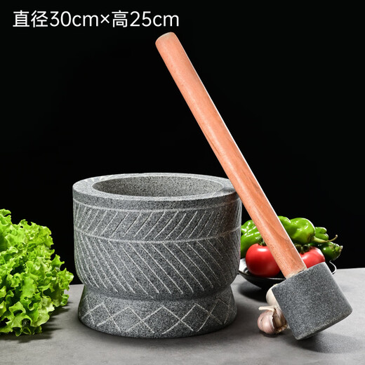 Fat Donglai special hand-carved stone garlic pounder stone mortar garlic mill grinder medicine jar chili garlic masher large hand-carved stone garlic pounder with wooden hammer