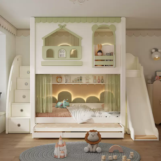 Yusenyi children's bunk bed girl boy princess castle tree house high and low bed mother bed bunk bed bunk bed-double drawer-slide-front curtain-mattress more combinations +1500mmx1900mm