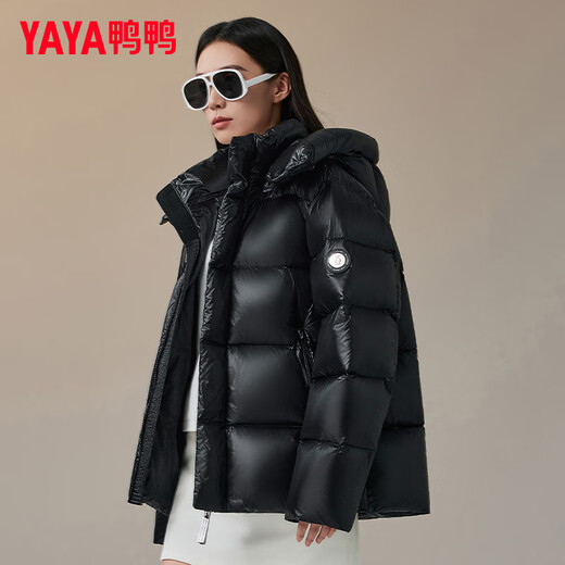 Duck Duck Black Label Goose Down Series Goose Down Down Jacket Couple Short Style 2025 Winter New Thickened Coldproof Jacket HY Black M (170) 222g Down Filled