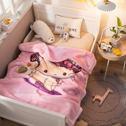 Guhe Children's Blanket Winter Thickened Kindergarten Newborn Baby Blanket Baby Nap Small Blanket Coral Velvet Blanket Cute Pet Paradise 100cm*130cm Double layer thickening about 1.8Jin Jin equals 0.5kg