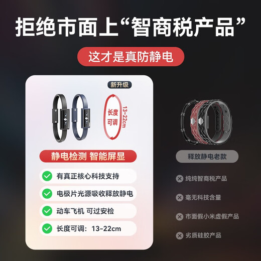 Sawang German Anti-static Bracelet Human Body Anti-static Releaser Men's and Women's High-end Anti-static Chain Anti-static Artifact Midnight Black AI Smart Chip +0.1S Anti-static Smart Screen Display Quick Anti-static Waterproof and Dustproof