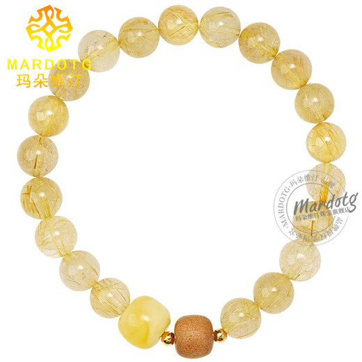 MARDOTG blonde crystal bracelet beeswax old mountain sandalwood crystal bracelet gift for women 6 beads diameter
