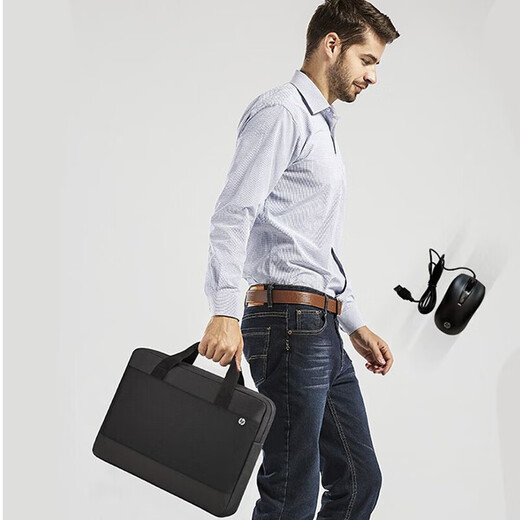 HP Handbag Laptop Bag Mouse Set 15.6-inch Portable Briefcase Wired Mouse Business Office Handbag Men and Women Spill-Resistant Laptop Bag