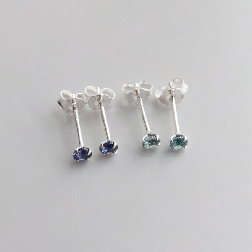 Xidian natural tanzanite 3mm sapphire earrings London blue topaz mini sterling silver ears for women Tanzanite blue 3mm | silver pair