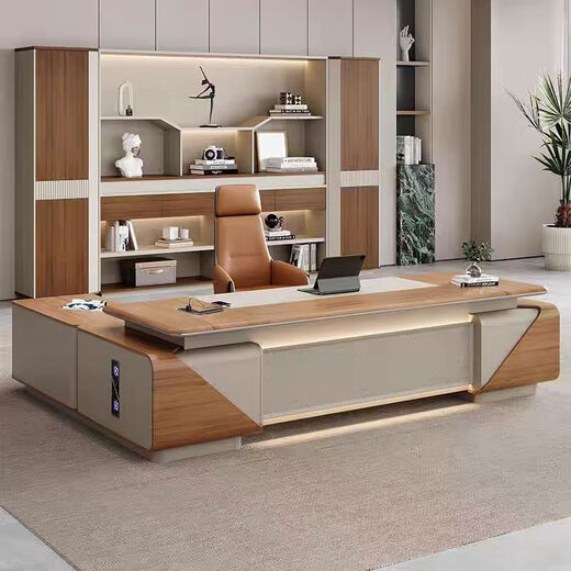 Suyu New Chinese Style Office Solid Wood Large Table Desk Leader CEO Pure Solid Wood Executive Desk Boss Desk with Side Cabinets Customized Sizes and Colors Please Contact Customer Service