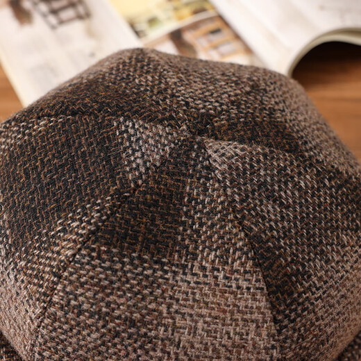 PTAH ear protection hat wool blended versatile retro wool woolen warm autumn and winter hat dual-purpose British painter hat peaked cap gold sand color