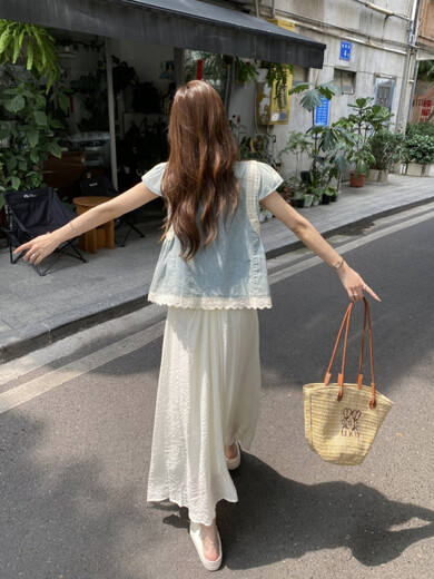 Xiaohongshu hot style 2025 summer popular style dopamine wear with a complete set of shirts wide-leg pants and skirts single apricot pants and skirts daily fat and comfortable fabric summer M one size