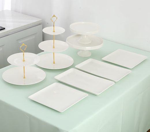 Topology tea break table birthday decoration dessert table display stand ornaments European cold lunch afternoon tea snack tray white gold crown 5-piece set