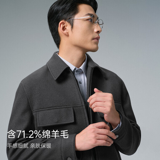 Abrigo de lana Lilang, abrigo corto de invierno con solapa para hombre, novedad de 2025, abrigo informal de lana de oveja para hombre, chaqueta de lana