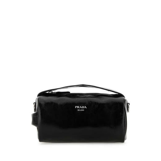 PRADA SS26 Light Luxury Men's LATHER Black Handbag Black One Size