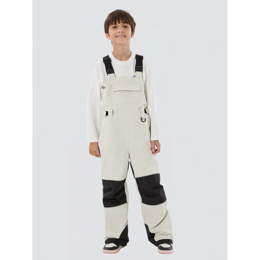 Gsou SNOW new children's overalls winter outdoor sports single and double plate wear-resistant color-blocking windproof and waterproof ski pants for women black 90cm