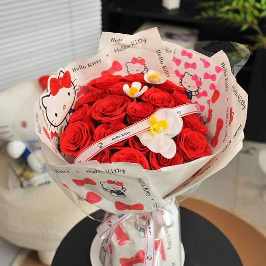 Spend time hellokitty bouquet of immortalized flowers, roses, simulated soap bouquet as a New Year's Eve birthday gift for your girlfriend and best friend. The rest of your life is sweet. Kitty bouquet-11 small red bouquets