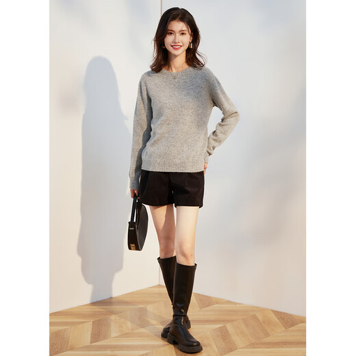 Jinju Thick Sheep Sweater Women's Winter New Idea Yarn Seamless Bottoming Round Neck Casual Women's Sweater White Gray XL
