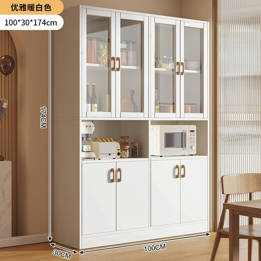 Zhong Zhangguo wine cabinet living room wall-mounted integrated cabinet home meal preparation cabinet solid wood color tea cabinet entrance display cabinet partition cabinet 8 doors 2 grids thickened and stable warm white 100x30x174c